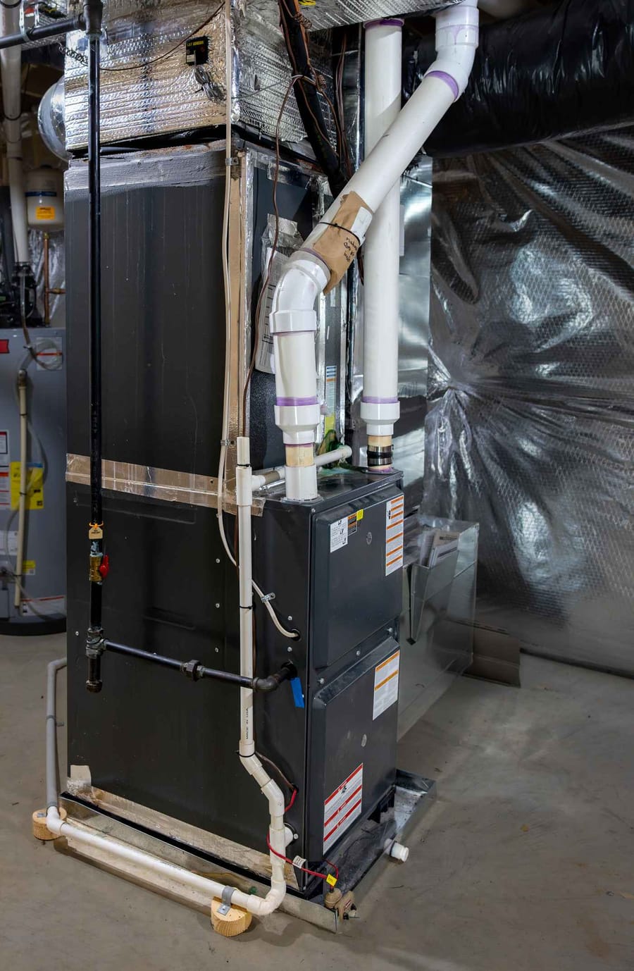 HVAC propane gas air handler in basement